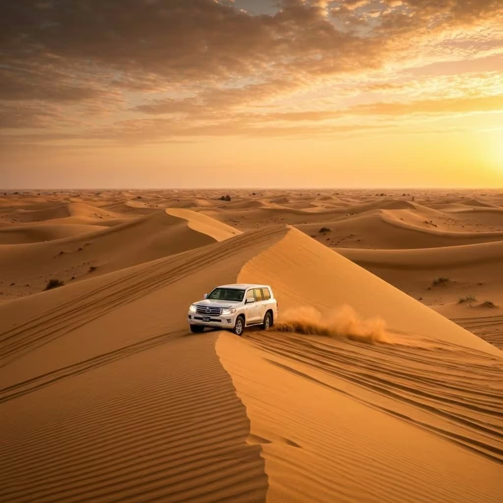 Golden desert landscape best Dubai desert safari