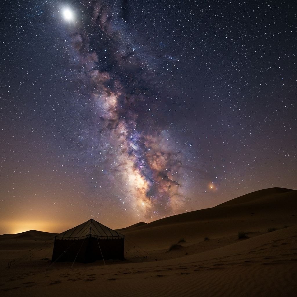 Milky Way over overnight desert safari camp Dubai