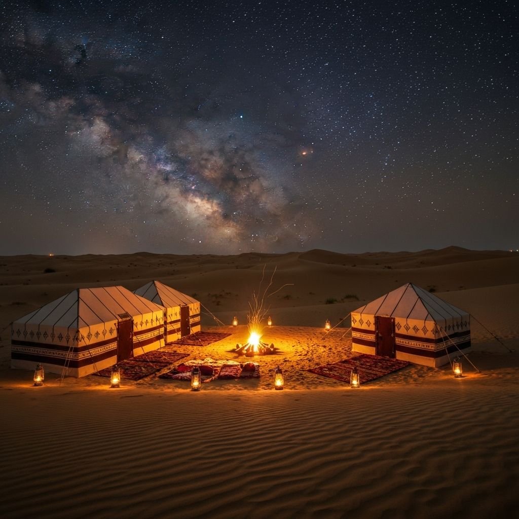Overnight desert safari camping under stars Dubai